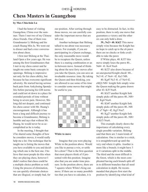 Chess Horizons - The Massachusetts Chess Association