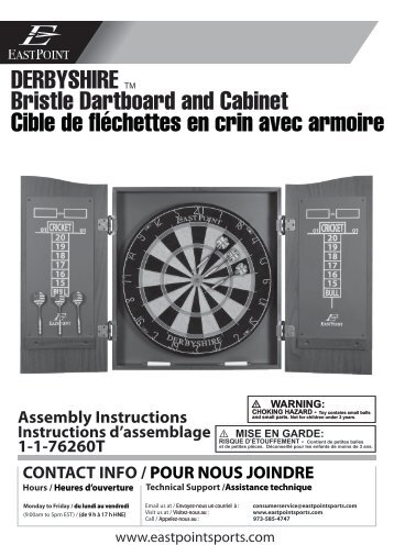 DERBYSHIRE TM Bristle Dartboard and Cabinet ... - EastPoint Sports