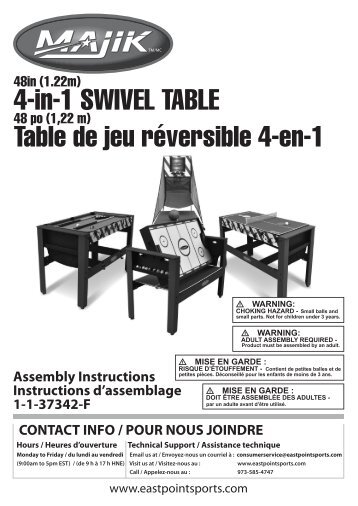 4-in-1 SWIVEL TABLE Table de jeu rÃ©versible 4 ... - EastPoint Sports