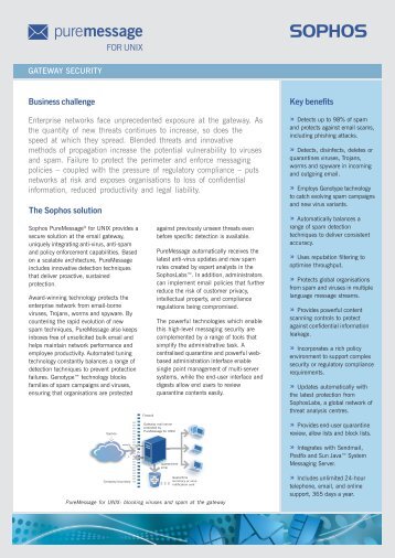 Sophos PureMessage for UNIX datasheet - NwTech