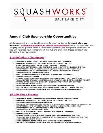 Corporate Sponsorship Packages - Squashworks.org