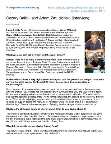 Cezary Balicki and Adam Å»mudziÅski (interview) - Claire Bridge
