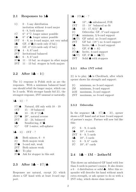 Simplified Fantunes â Natural bidding in the 21 century - Claire Bridge