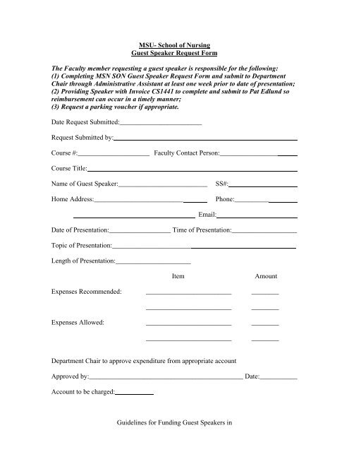 Guest Speaker Request Form - Minnesota State University, Mankato