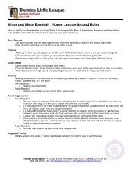 DLL Ground Rules - Dundas Little League