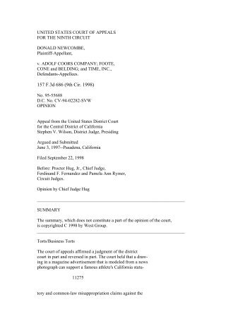 Newcombe v. Adolf Coors Co. _1998_.pdf - Mark Roesler