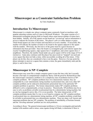 Minesweeper as a Constraint Satisfaction Problem