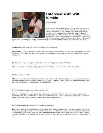 Interview with Will Kimble