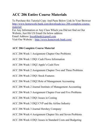 ACC 206 Entire Course Materials