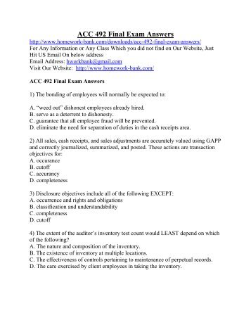 ACC 492 Final Exam Answers