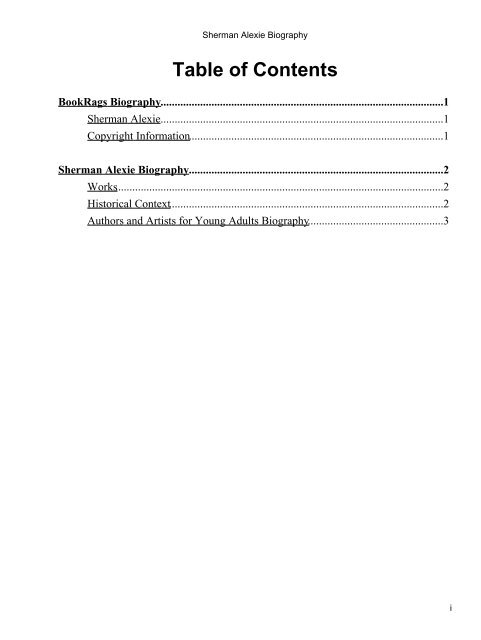 Sherman Alexie Biography - spraksikring.com