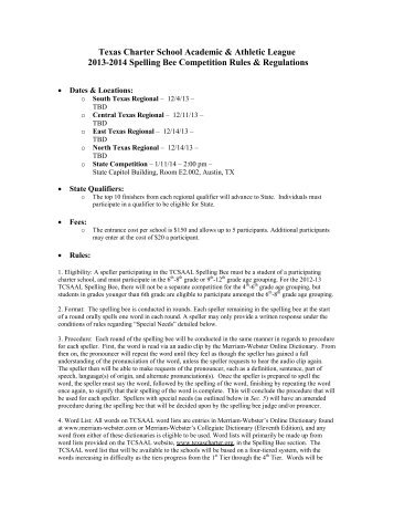 to see the revised TCSAAL 2013-2014 Spelling Bee Rules