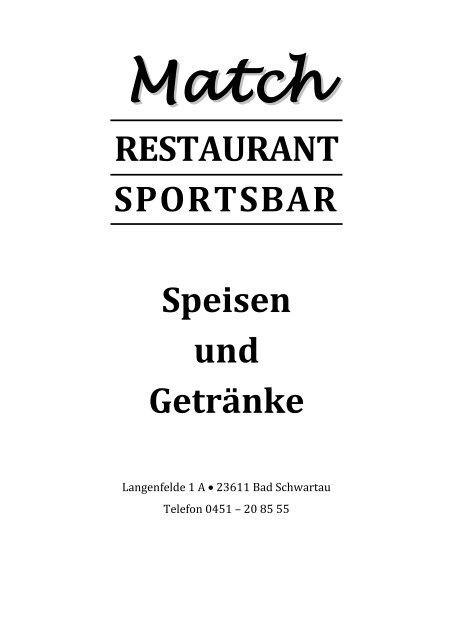 RESTAURANT SPORTSBAR Speisen und GetrÃ¤nke - HANSE ...