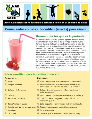 Comer entre comidas: bocaditos (snacks) para niños