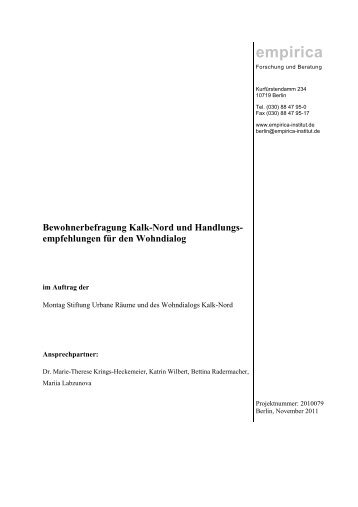 Bewohnerbefragung Kalk-Nord und Handlungs - KALKschmiede