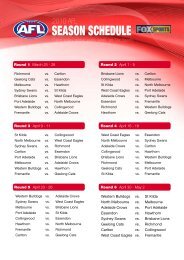 Download the 2010 AFL fixture - Fox Sports