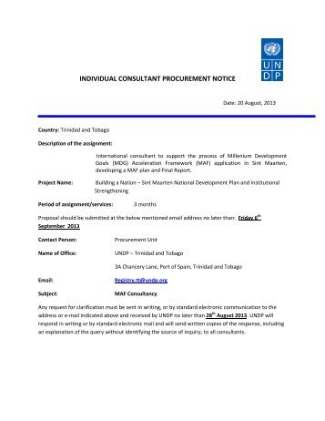 individual consultant procurement notice - UNDP Trinidad and Tobago