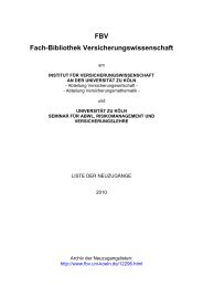 FBV - Fachbibliothek Versicherungswissenschaft - Universität zu Köln