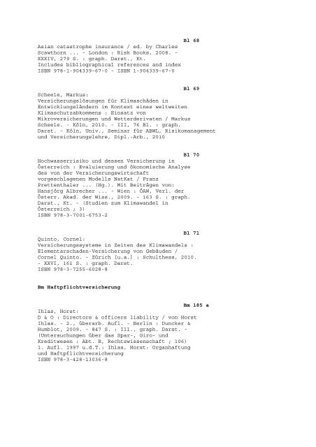 FBV - Fachbibliothek Versicherungswissenschaft - Universität zu Köln