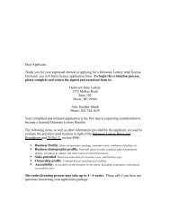 Cover Letter - The Delaware Lottery