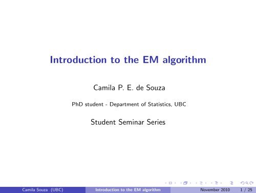 Introduction to the EM algorithm - Department of Statistics