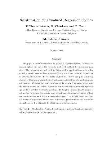 S-Estimation for Penalized Regression Splines - Department of ...