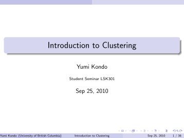 Introduction to Clustering - University of British Columbia