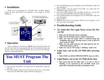 Skutch AS-702B Manual - Easy On Hold