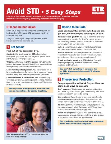 Avoid STD • 5 Easy Steps - ETR Health Promotion - ETR Associates