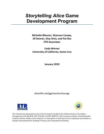 Storytelling Alice Game Development Program - ETR Associates