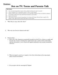 Sex on TV: Teens and Parents Talk Worksheet (PDF)