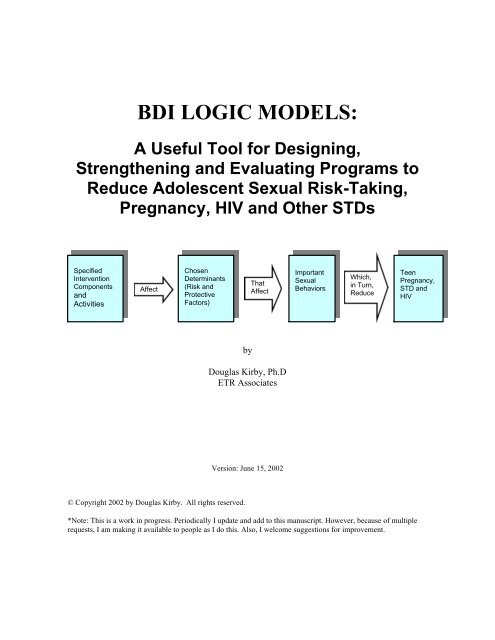 BDI LOGIC MODELS: - ETR Associates