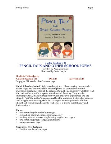 PENCIL TALK AND OTHER SCHOOL POEMS - Lee & Low Books