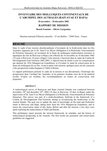 Rapport mission Raivavae-Rapa 2002