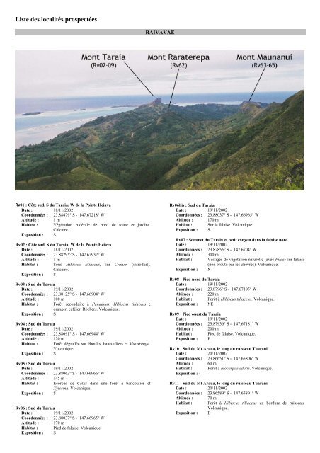Rapport mission Raivavae-Rapa 2002