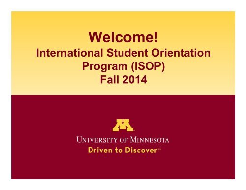 Morning Session presentations - ISSS Home - University of Minnesota