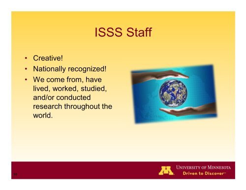 Morning Session presentations - ISSS Home - University of Minnesota