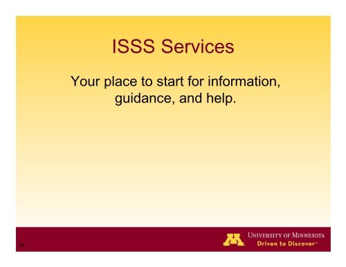 Morning Session presentations - ISSS Home - University of Minnesota