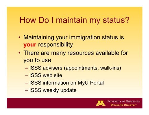 Morning Session presentations - ISSS Home - University of Minnesota