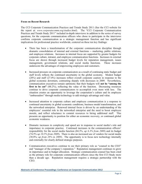 Proceedings: Conference on Corporate Communication 2012 Page 1