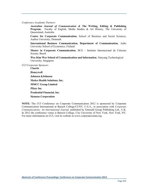 Proceedings: Conference on Corporate Communication 2012 Page 1