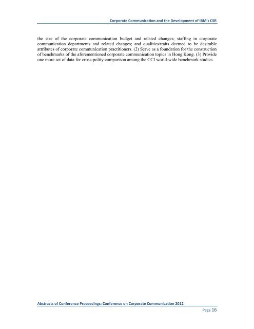 Proceedings: Conference on Corporate Communication 2012 Page 1