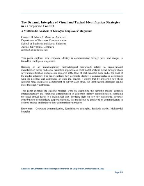 Proceedings: Conference on Corporate Communication 2012 Page 1