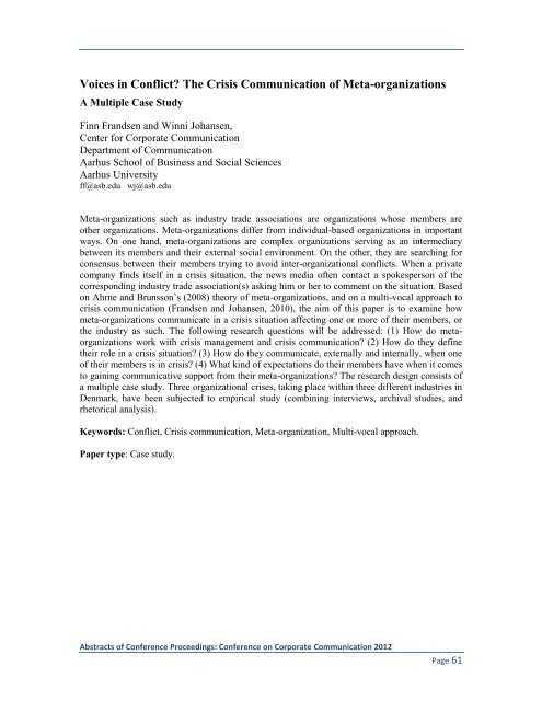 Proceedings: Conference on Corporate Communication 2012 Page 1