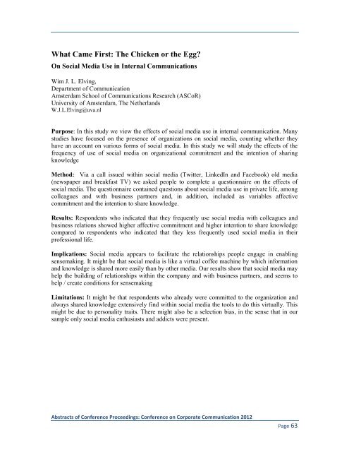 Proceedings: Conference on Corporate Communication 2012 Page 1