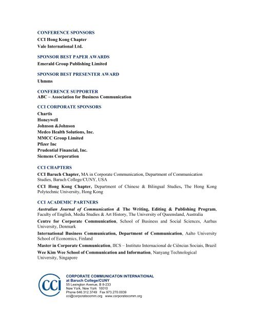 Proceedings: Conference on Corporate Communication 2012 Page 1