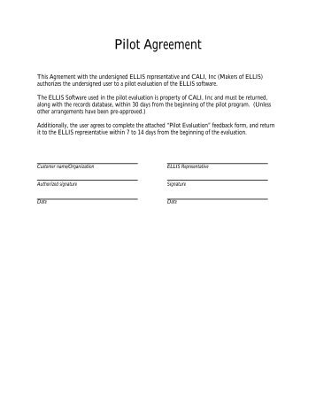 The ELLIS Pilot agreement feedback form