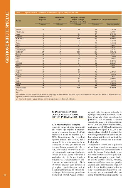 Rapporto rifiuti speciali 2010 - Ispra