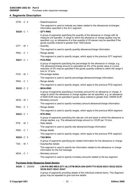 EANCOM 2002 S4 ORDRSP Purchase order response ... - GS1