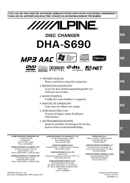 DHA-S690 - Alpine Electronics of Australia